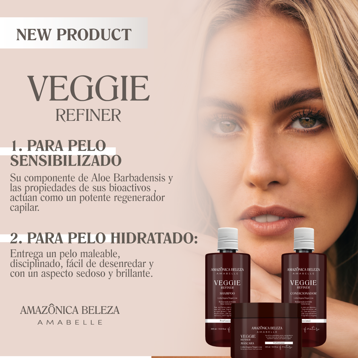 Kit VEGGIE REFINER - Shampoo, acondicionador y mascarilla vegana